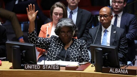 Click to enlarge UN Linda Thomas-Greenfield us ambassador vote against gaza ceasefire
