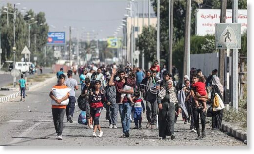 Click to enlarge Palestinians in Gaza flee Israeli bombing