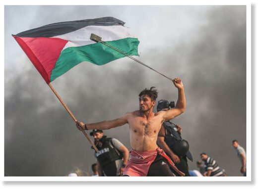 Click to enlarge Aed Abu Amro palestinian with flag