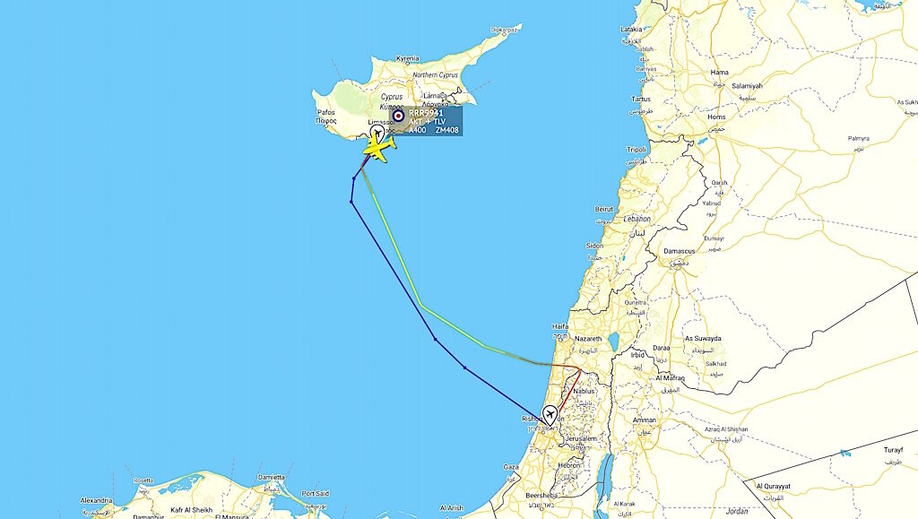 RAF flights arms israel cyprus gaza war