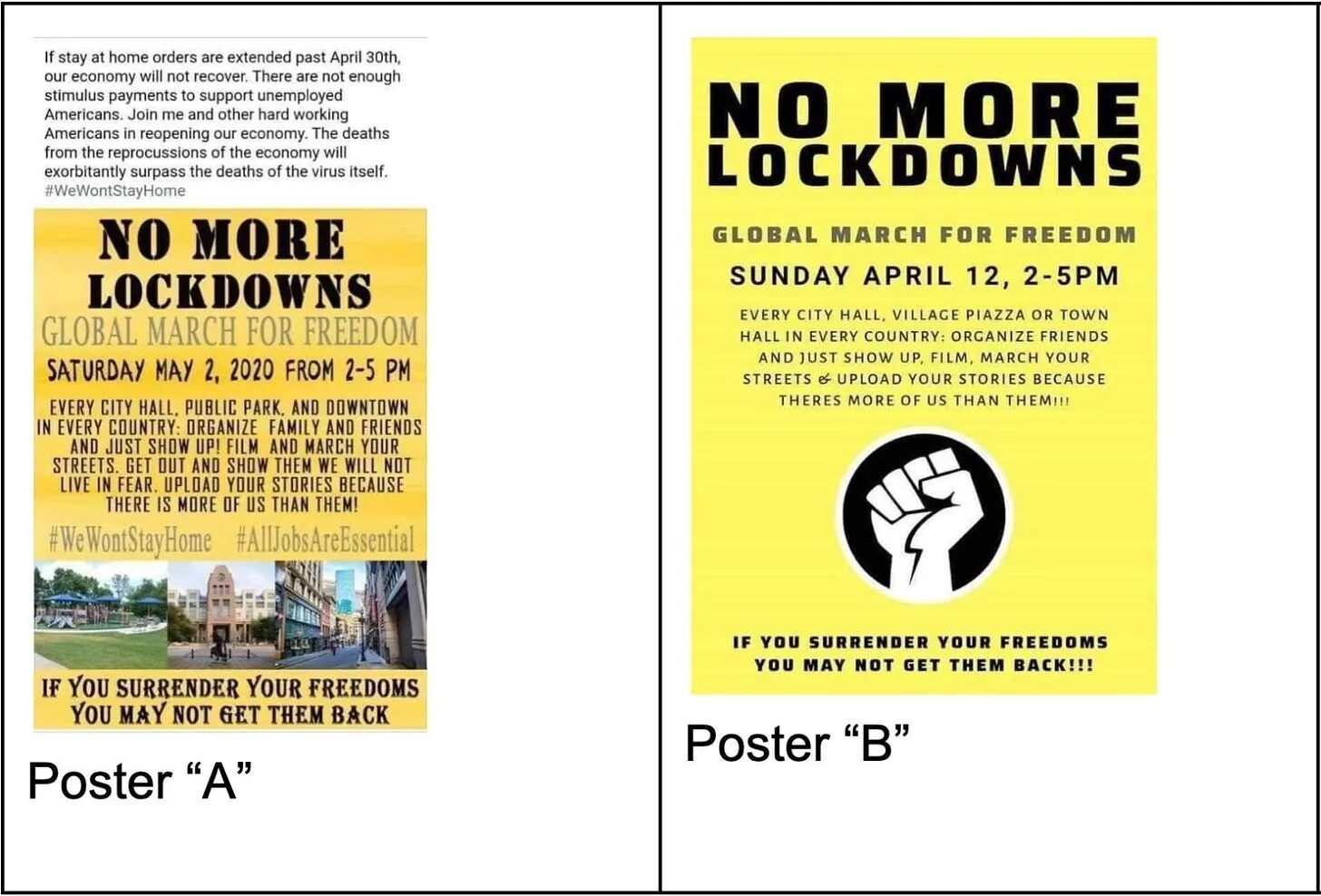 no lockdown freedom march poster