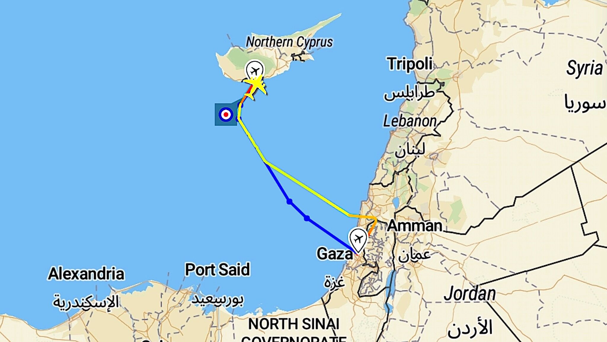 britsh military flight cyprus gaza israel hamas