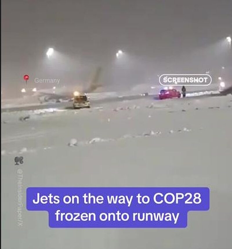 germany jets frozen runway global warming conference
