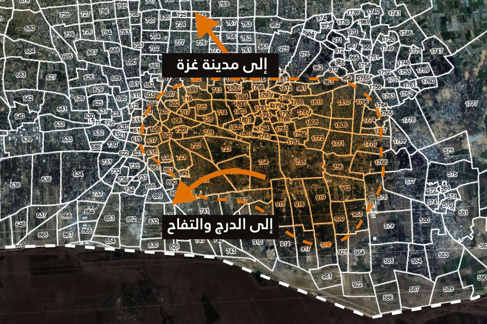 Click to enlarge idf map palestine evacuation artificial intelligence targeting