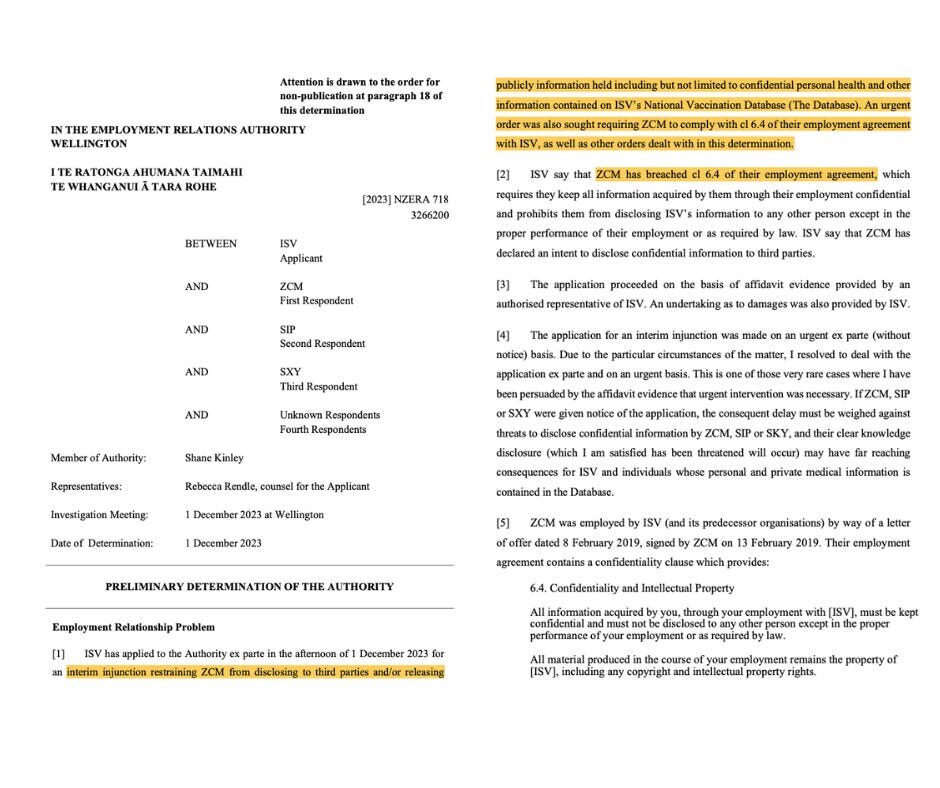 Click to enlarge Injunction New Zealand Ministry of Health