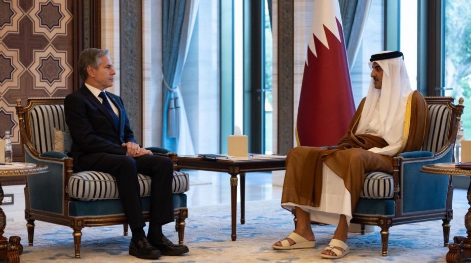 Click to enlarge Antony Blinken, Tamim ibn Hamad Al Thani