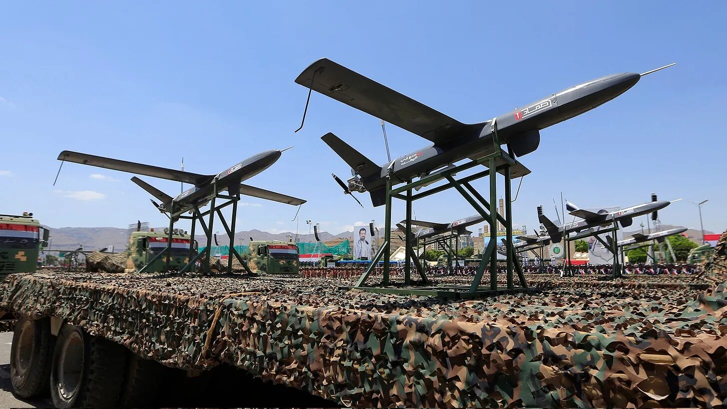 Click to enlarge Ansar Allah drones on parade.