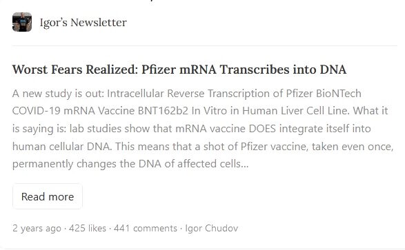 Click to enlarge substack headline vaccine transcribe dna