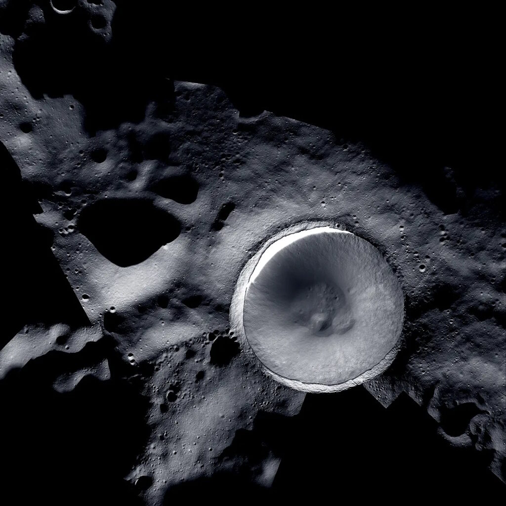 Shackleton moon crater south pole