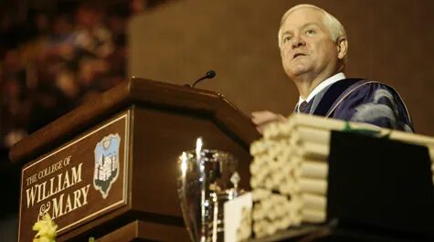 Click to enlarge Robert Gates giving address as Chancellor of the College of William & Mary