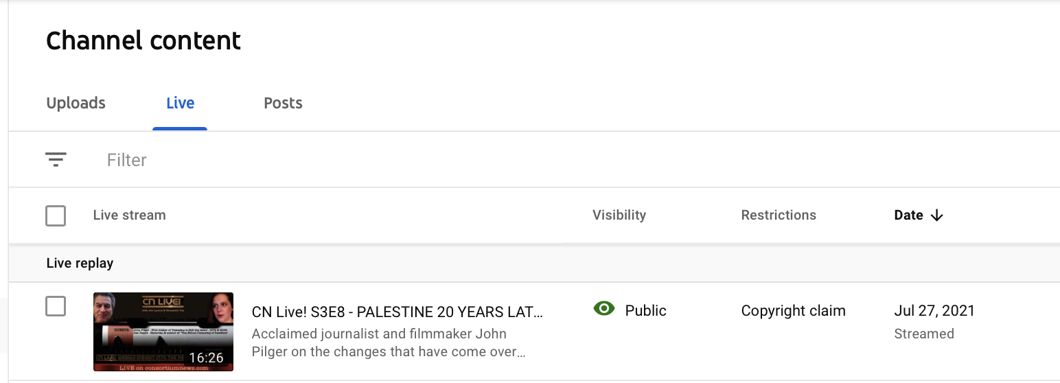 Click to enlarge YouTube Censorship of Palestine 20 Years Later