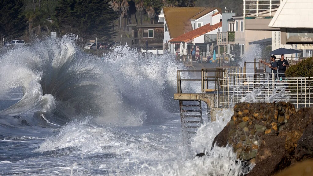 california storm giant waves mini tsunami