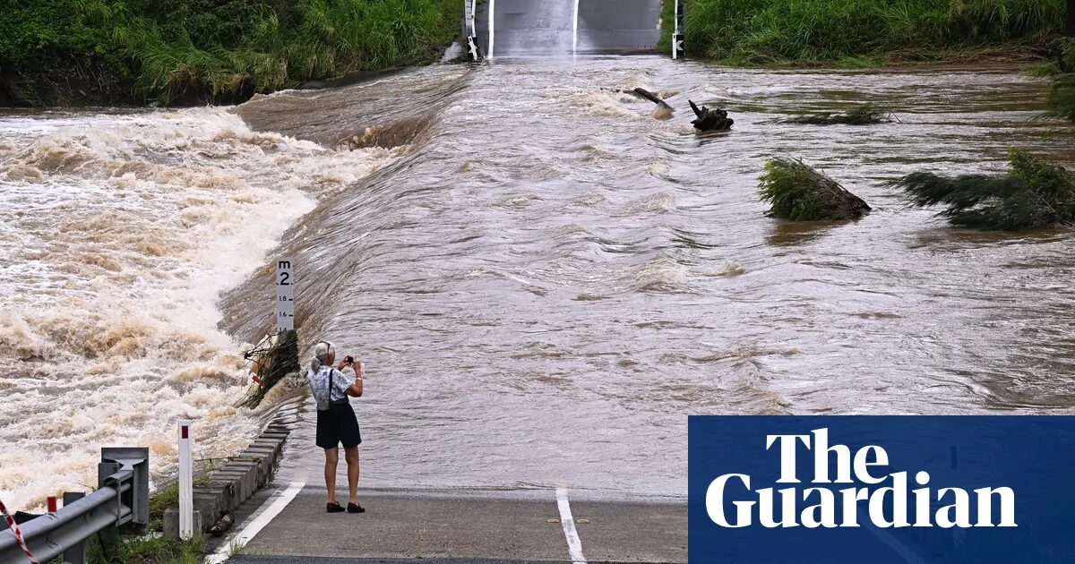 The flooded Coomera river on the Gold Coast,