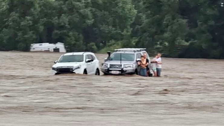 Click to enlarge Campers near Tyalgum were rescued on Monday morning.