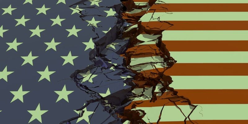 broken american flag