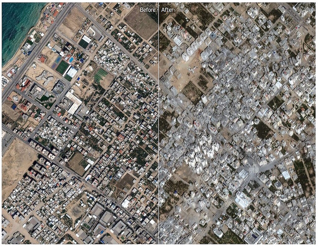 Click to enlarge Al-Karameh neighborhood gaza city before after bombing