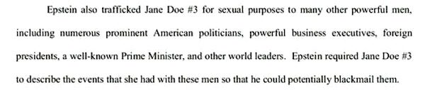 epstein sex trafficking political blackmail
