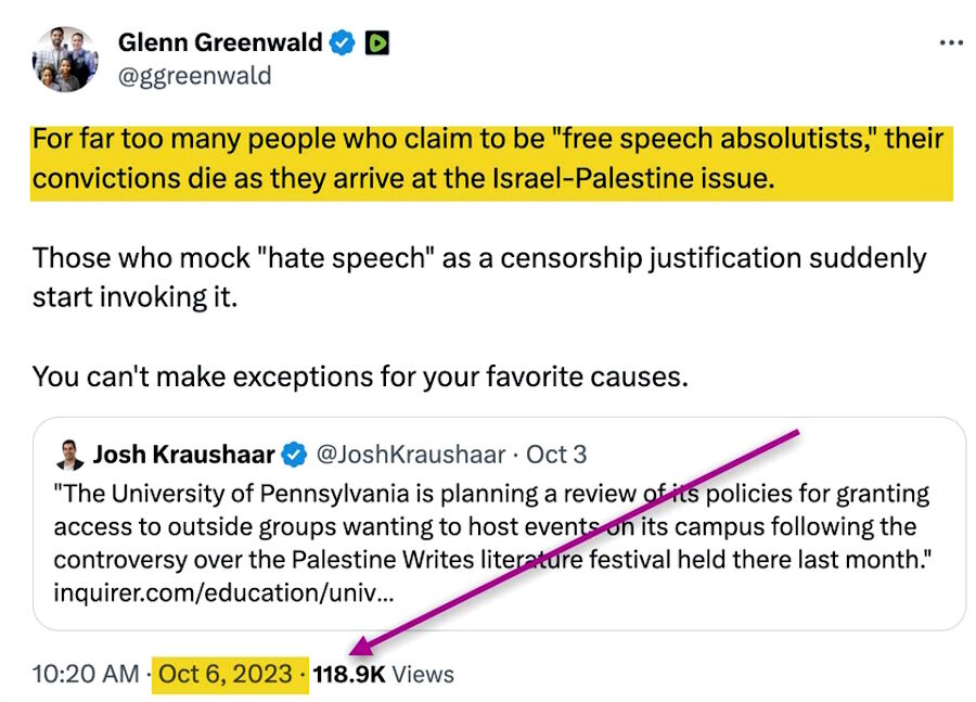 glenn greenwald tweet israel palestine free speech