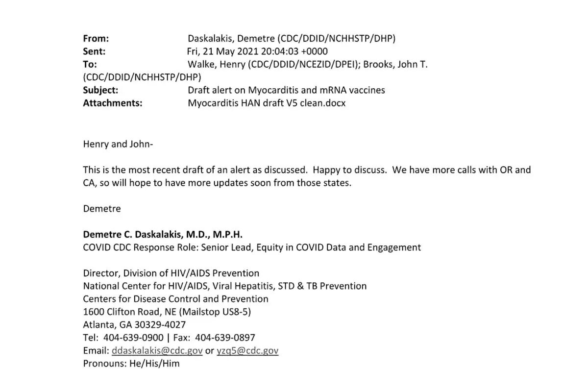 Click to enlarge The CDC drafted an alert on COVID-19 vaccines but never sent it, this email shows.