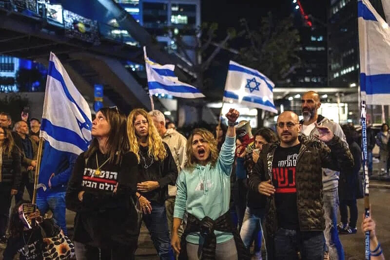 Click to enlarge tel aviv protest hostage release israel gaza hamas