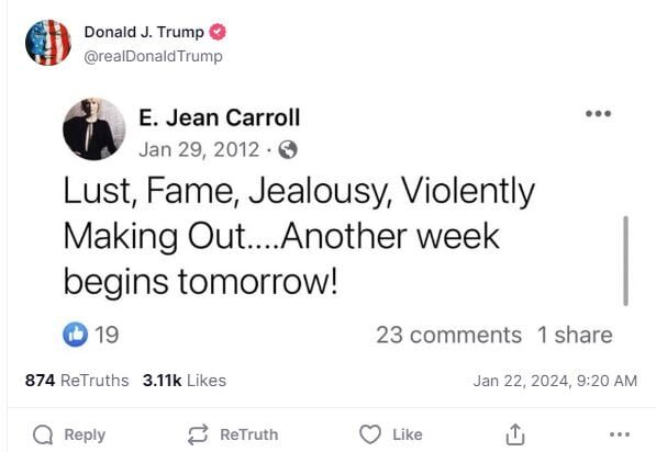 e. jean carroll tweet