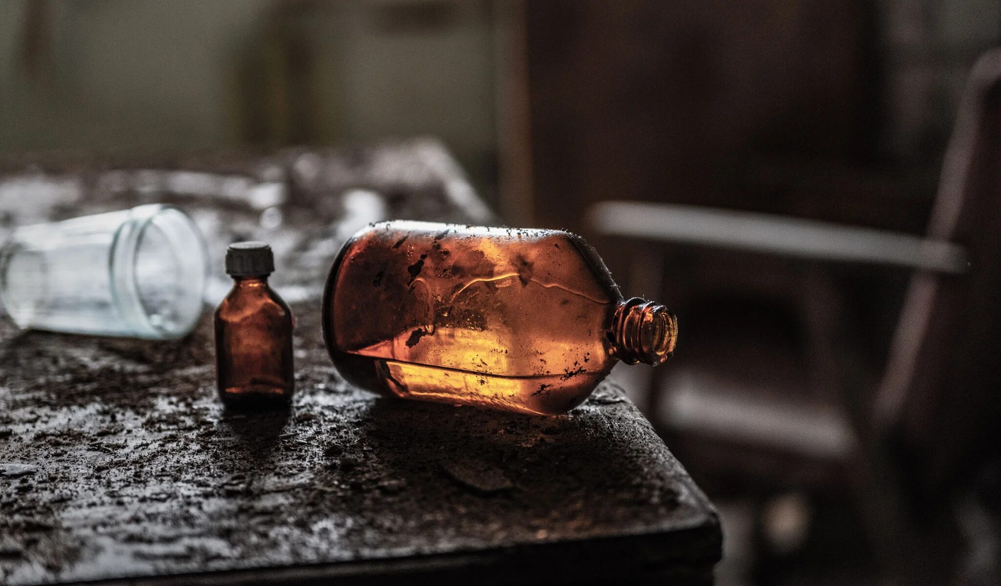 Bottles on table