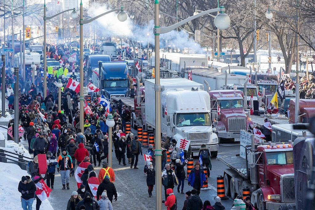 Click to enlarge trudeau truckers freedom convoy covid protest