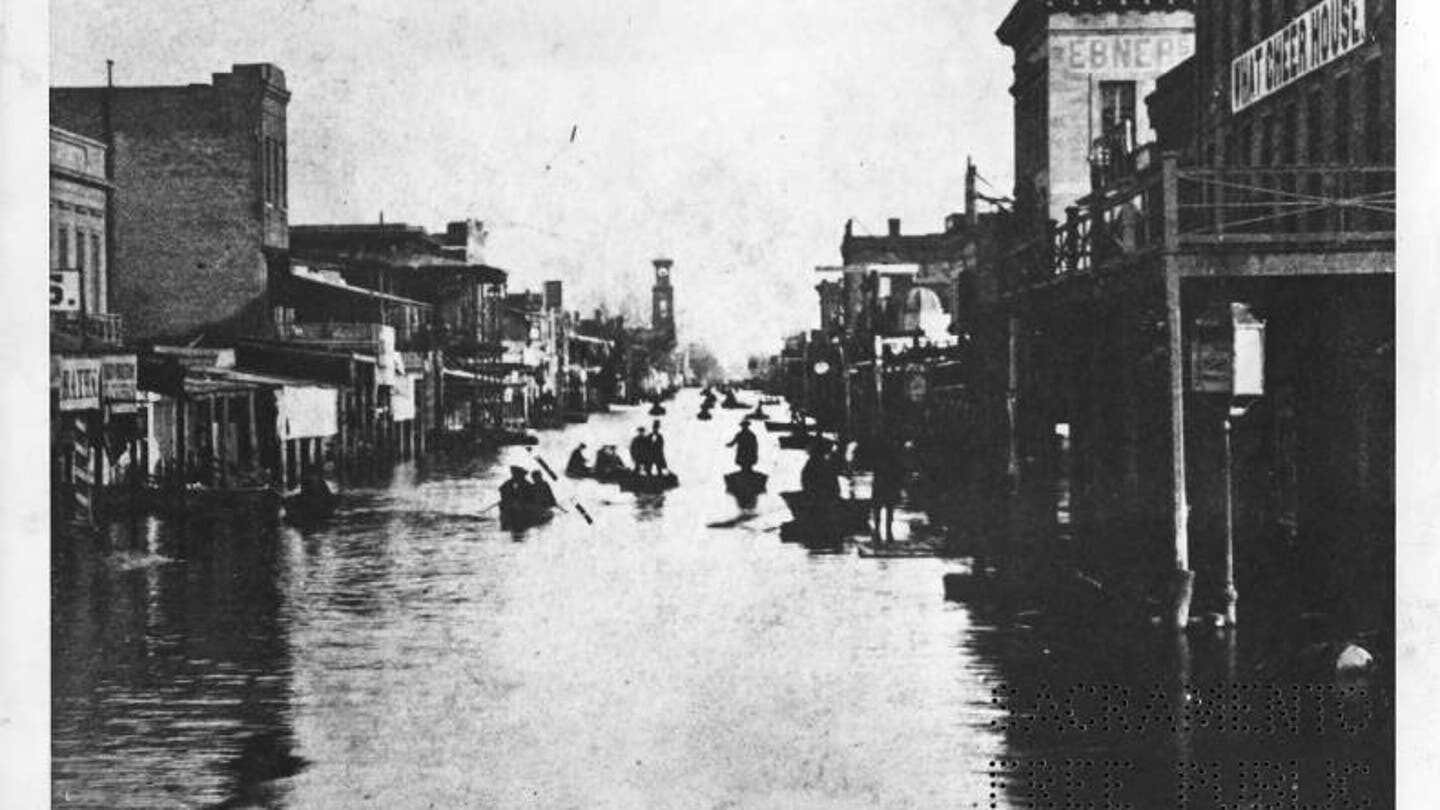 This 1861 photograph shows flooding at K and