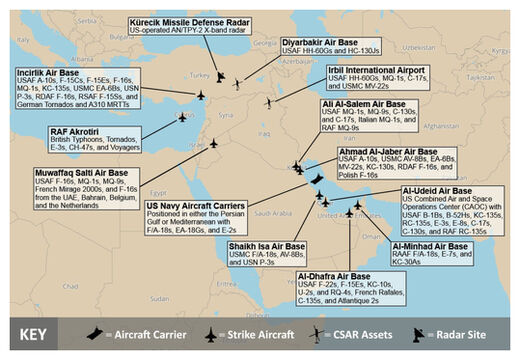 Click to enlarge US airbases in the Middle East