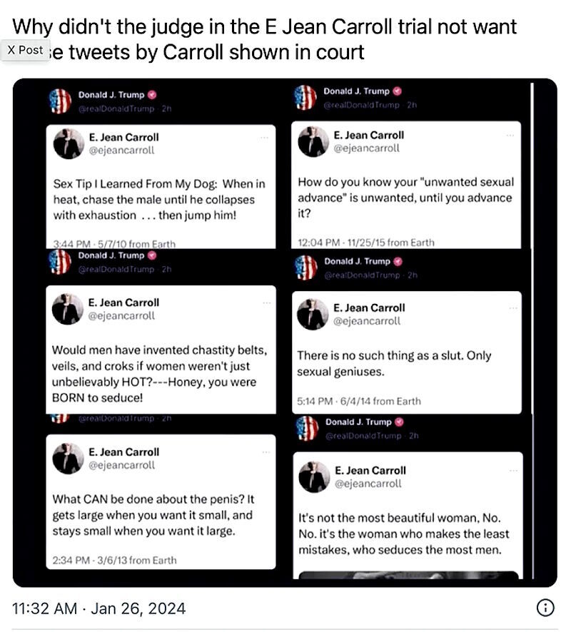 Click to enlarge tweets E jean carroll nutcase trump rape