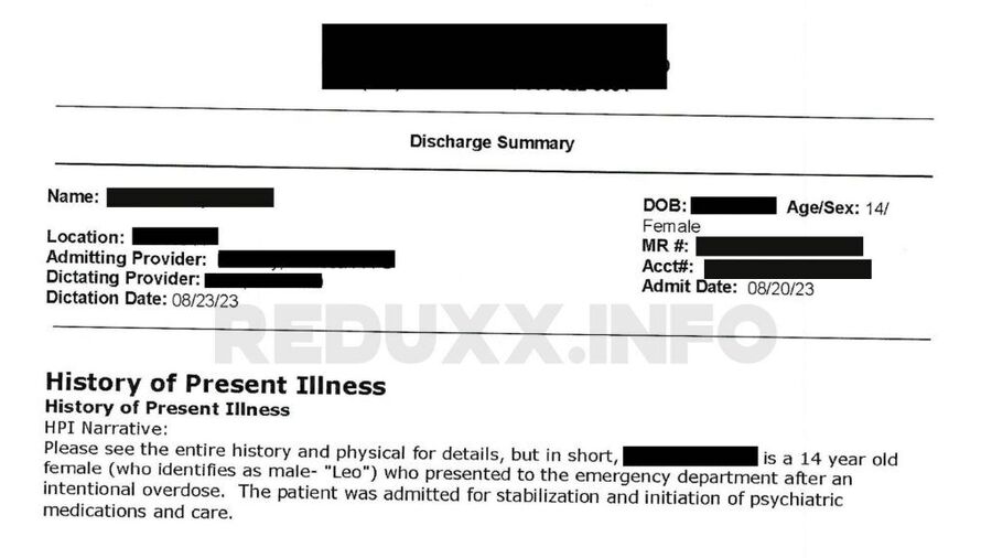 daughter custody gender transition hospital documents