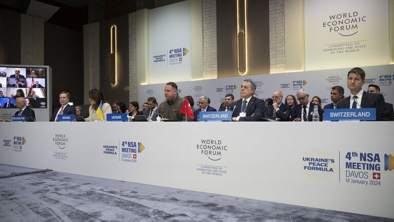 Click to enlarge The meeting of the National Security Advisors on the 'peace formula' for Ukraine in Davos.