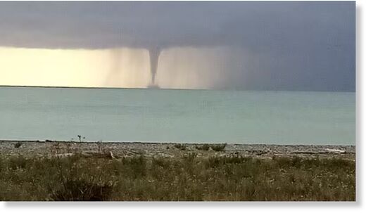 Waterspout spotted off Timaru on Saturday morning.