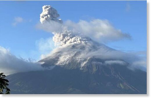 Mayon Volcano in Albay spews ash