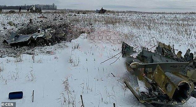 IL-76 debris field ukraine prisoners of war shot down