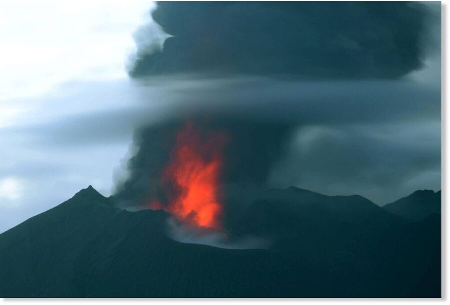 The eruption of a volcano on Sakurajima