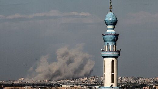 Israeli bombardment over Khan Yunis in Gaza, February 10, 2024.