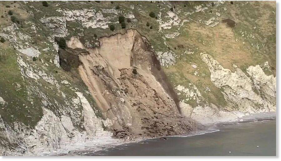 The landslip at Lulworth Cove in Dorset happened after days of heavy rainfall