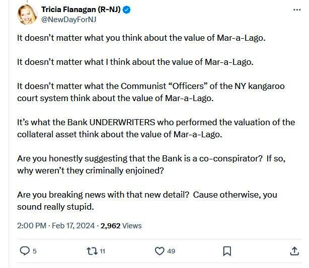 tweet mara a lago value fraud trial trump nyc