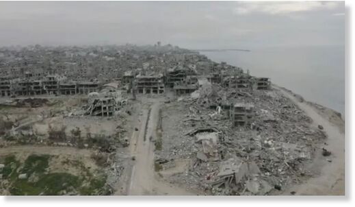 Click to enlarge Buildings in ruins in Gaza