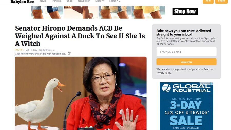 Click to enlarge babylon bee hirono satire facebook censor