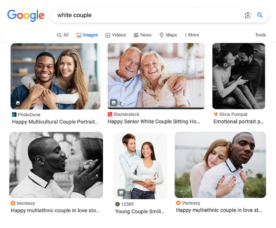 google search white couple return black images