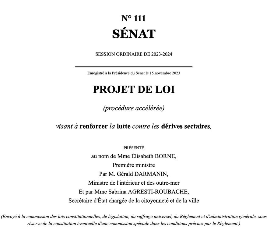 Senate by the Minister of the Interior