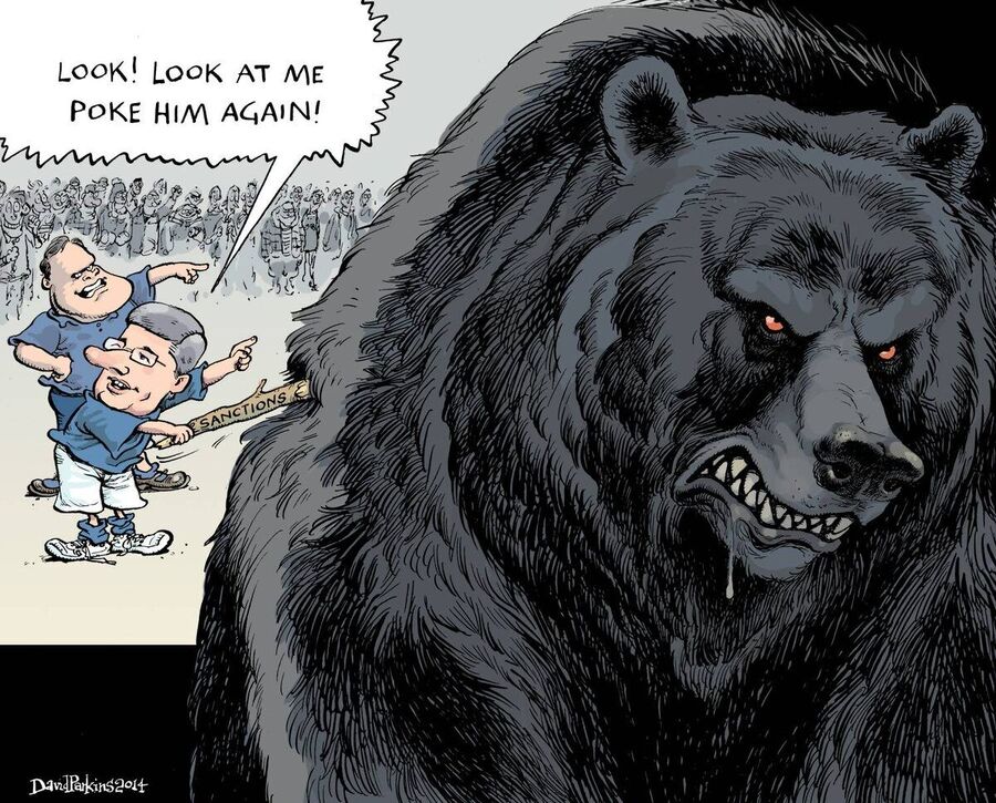 zelensky poke bear russia ukraine political cartoon