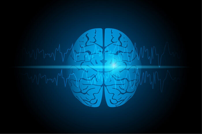 brain graphic blue waves