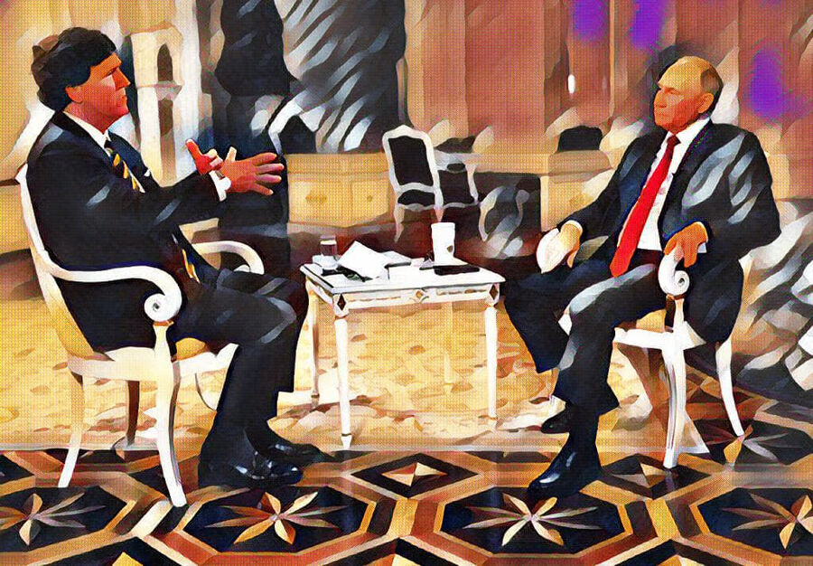 Click to enlarge painting tucker carlson putin intrview