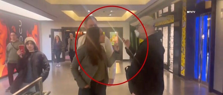 aoc ocasio cortes gaza protestors chase movie theater