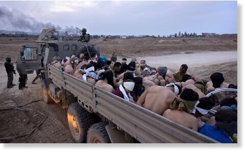 Click to enlarge Palestinian detainees in Gaza