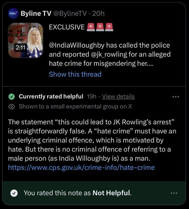 Click to enlarge India Willoughby transphobia rowling