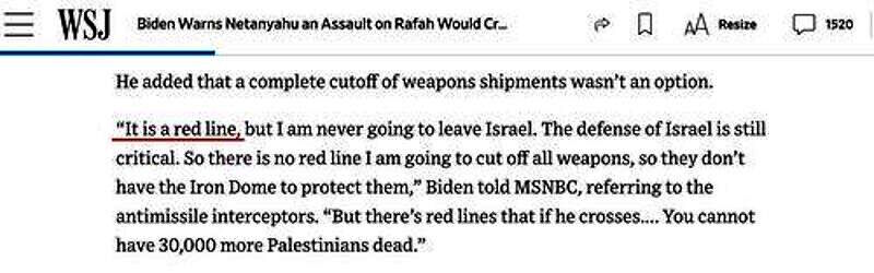 Click to enlarge biden netanyahu red line rafah
